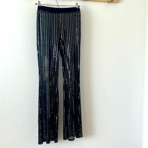 Sparkly flared mesh pants. Festival vibes.